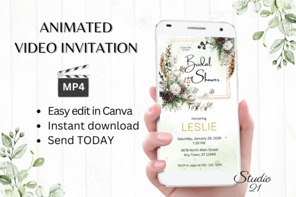 Christmas Bridal Shower Invite W4172: Festive & Fast