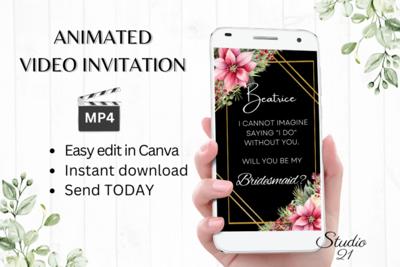 Christmas Bridesmaid Proposal W3195M: A Festive & Elegant Digital Invite