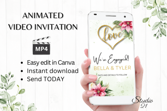 Christmas Engagement Announcement W1190B: Your Digital Evite Solution