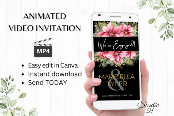 Christmas Engagement Announcement W1197B: A Festive Digital Invite