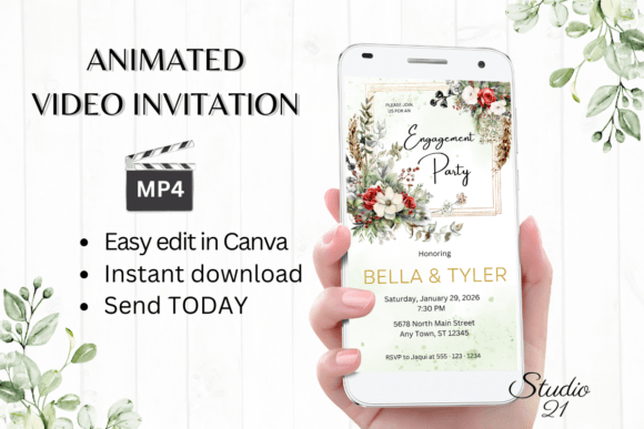 Christmas Engagement Party Invite W1182: A Festive Digital Solution