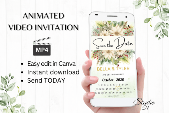 Christmas Save the Date W2176B: A Modern Twist on Holiday Elegance