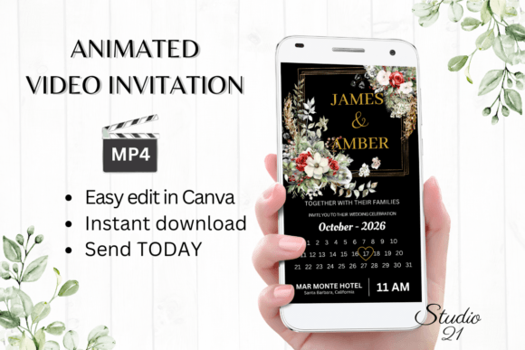 Christmas Wedding Invitation W8183B: A Festive Design for Your Big Day