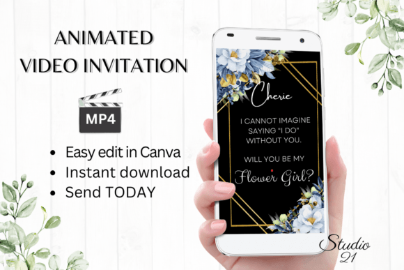 Digital Flower Girl Proposal W3145FG: A Modern Script for Elegant Invitations