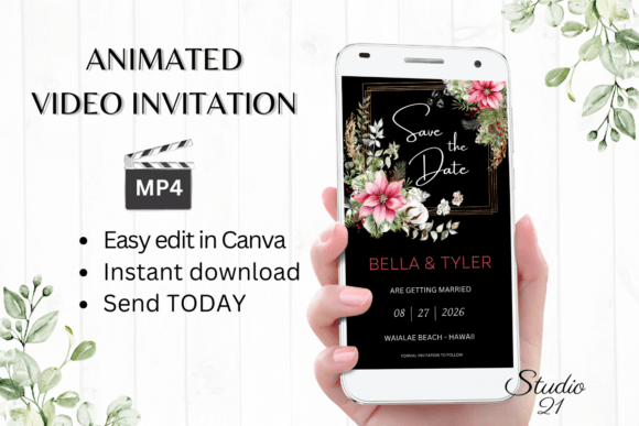 Digital Save the Date Announcement W2193: Modern Typography for Memorable Moments