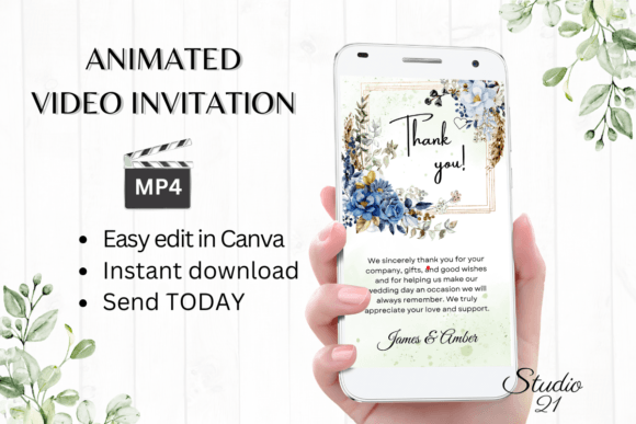 Digital Wedding Thank You W9142TU: Elegant Gratitude