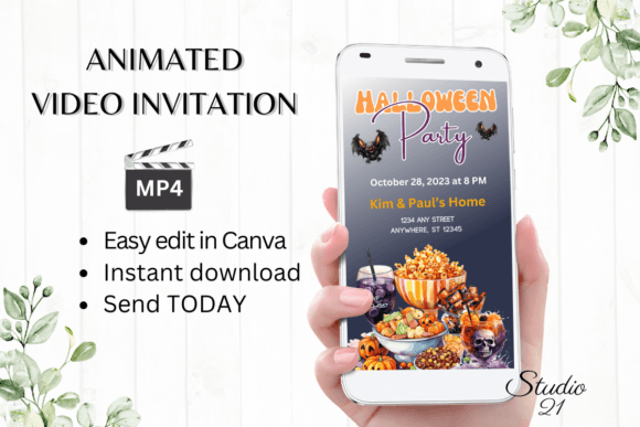 Electronic Halloween Party Invitation: Digital Animated Video Invitation Template