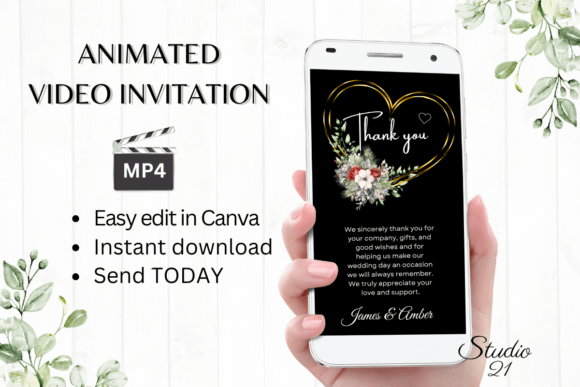 Elegant Festive Gratitude: Christmas Wedding Thank You W9189TU