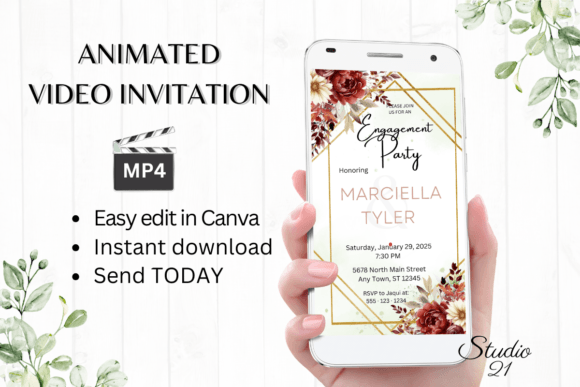 Fall Engagement Party Invite W1154: A Seasonal Digital Template