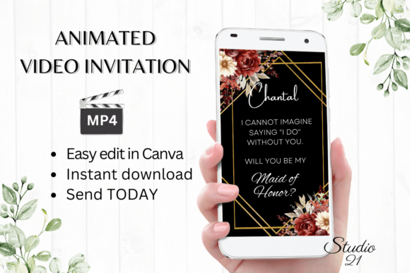 Fall Maid of Honor Proposal W3155MH: A Warm & Festive Digital Invitation