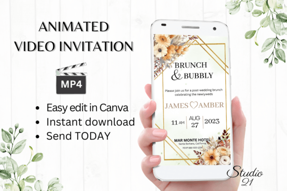 Fall Wedding Brunch Invite W9164: Your Animated Digital Template