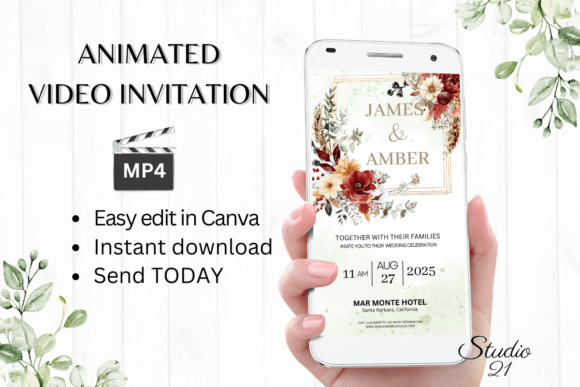 Fall Wedding Invitation W8152: A Modern Animated Template