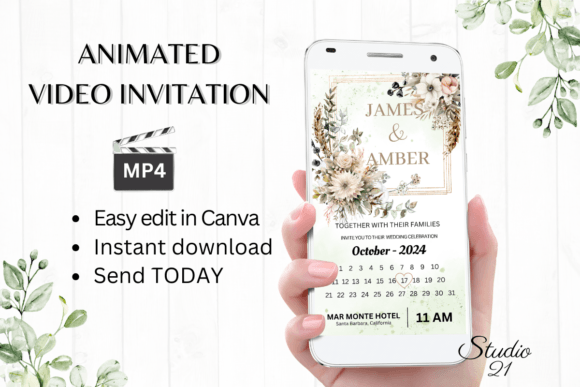 Fall Wedding Invitation W8162B: Your Animated Evite Solution