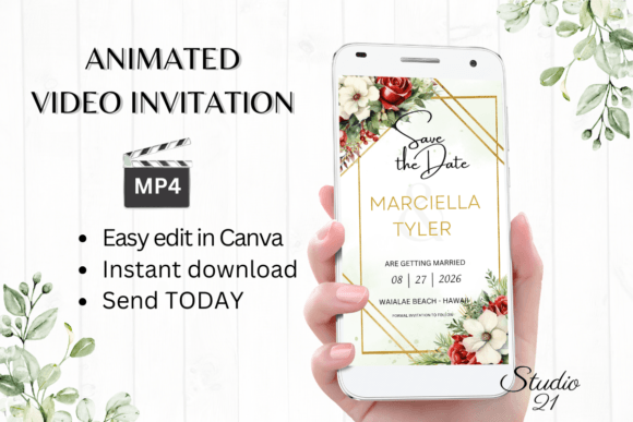 Modern Wedding Announcements with Digital Save the Date W2184